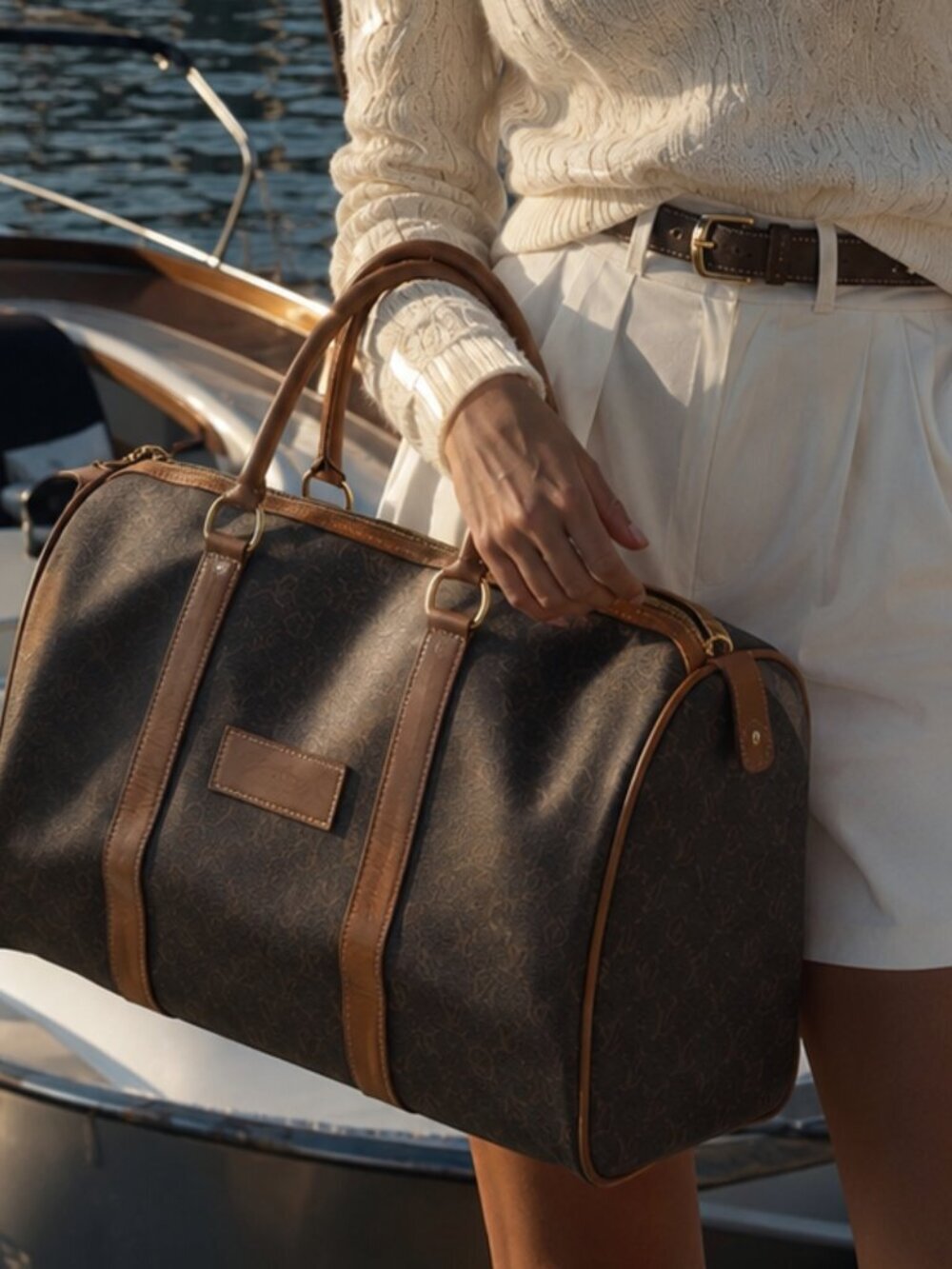 Christian Dior Honeycomb Vintage Boston Duffle Bag with COA